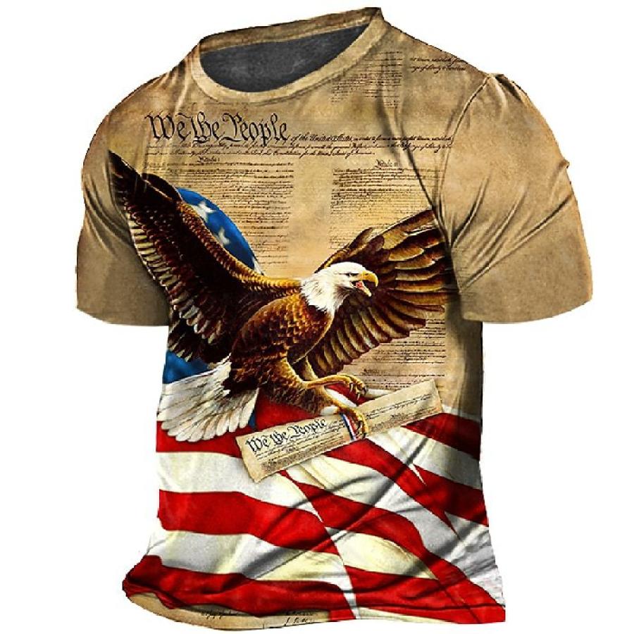 

Men's T-Shirt Vintage American Flag Eagle July 4th Independence Day Plus Size Short Sleeve Round Neck Summer Daily Tops