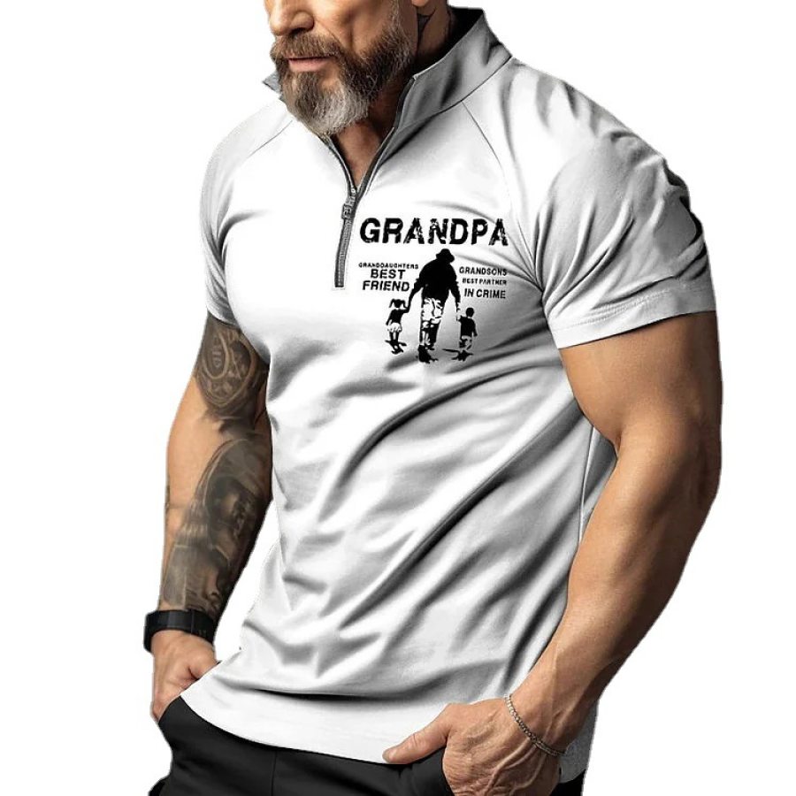 

Men's Polo Shirt Zipper Stand Collar Quick-Dry Golf Polo Shirt Grandpa Available In Big & Tall