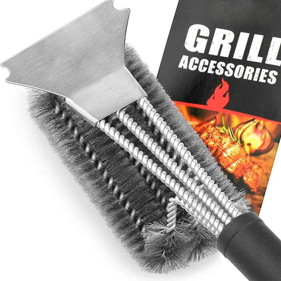 

Grill Cleaning Brush 3 In 1 Bristle Free BBQ Grill Accessories Safe BBQ Cleaning Grill Brush Extra Wide Scraper Brush