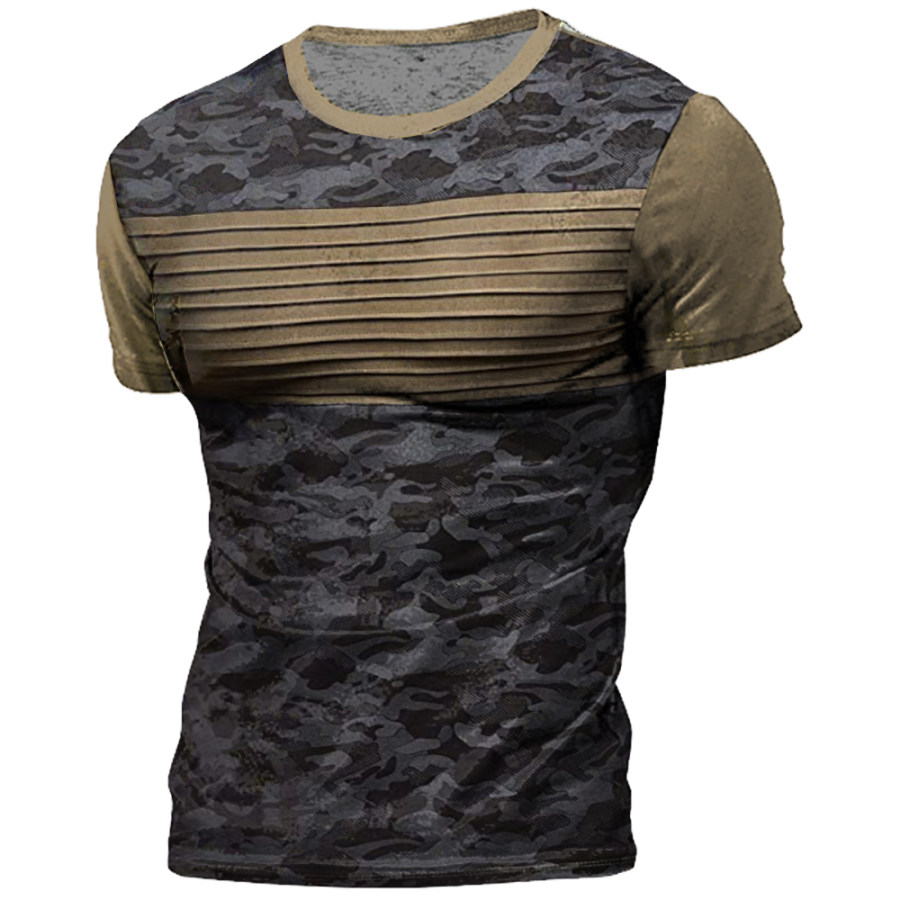 

Men's Outdoor Tactical Camouflage Stitching Round Neck T-shirt