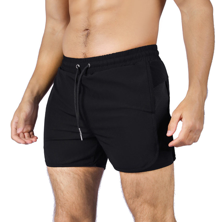 

Shorts Masculino 2 Em 1 Painel De Malha Falsa De Duas Peças Respirável Anti-roubo Secagem Rápida Treinamento Fitness Esporte Duplo