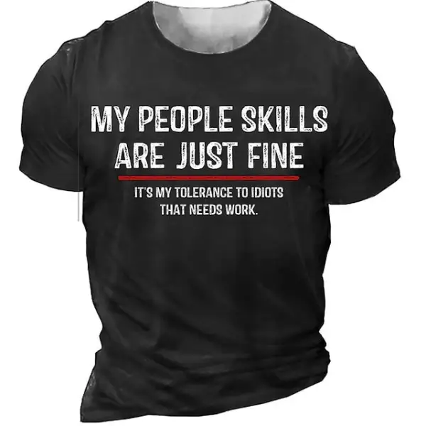 Men's Outdoor CottonT Shirt Street Graphic Tee Funny T Short SleeveT Shirts Letter Crew Neck Black Army Green Dark Gray - Kalesafe.com 