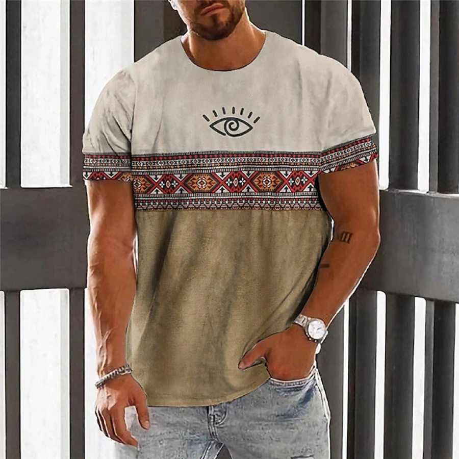 

Camiseta Beefyt Para Hombre Talla Grande Patrones De Ojos étnicos Camiseta De Cuello Redondo De Algodón Pesado Camiseta CVC Entallada Premium Para Hombre