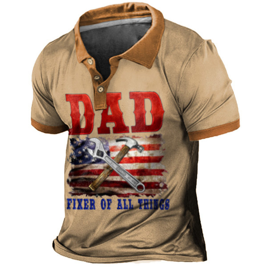 

Men's T-Shirt Polo Vintage Dad Fixer Of All Things American Father's Day Vintage Short Sleeve Outdoor Summer Daily Top