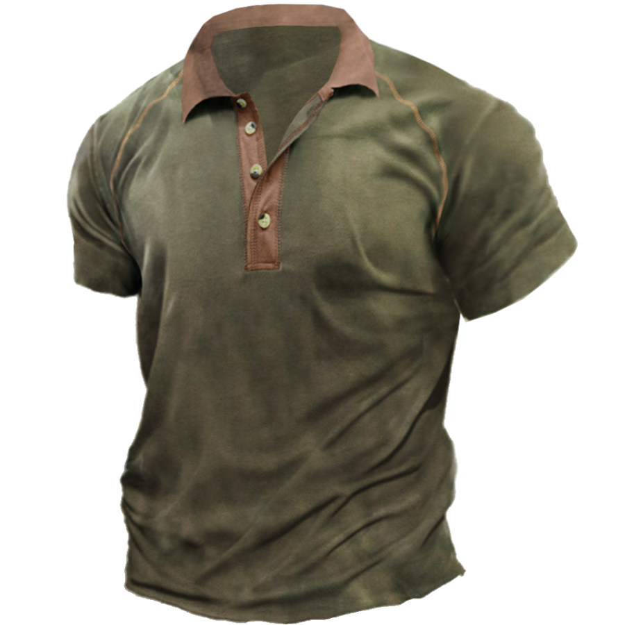 

Men's Outdoor Color Contrasting Polo Neck Casual T-Shirt