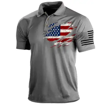 Men's American Flag Retro Casual Print T shirts-cotosen