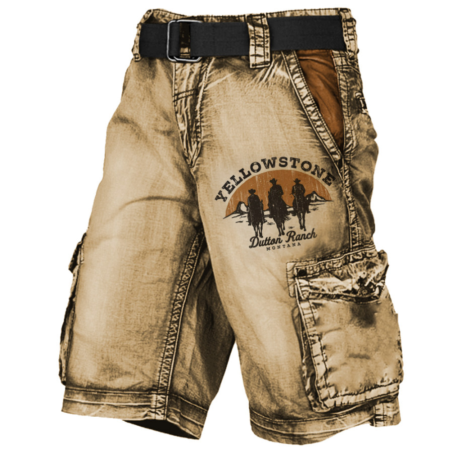 

Men's Vintage West Yellowstone Distressed Utility Cargo Shorts