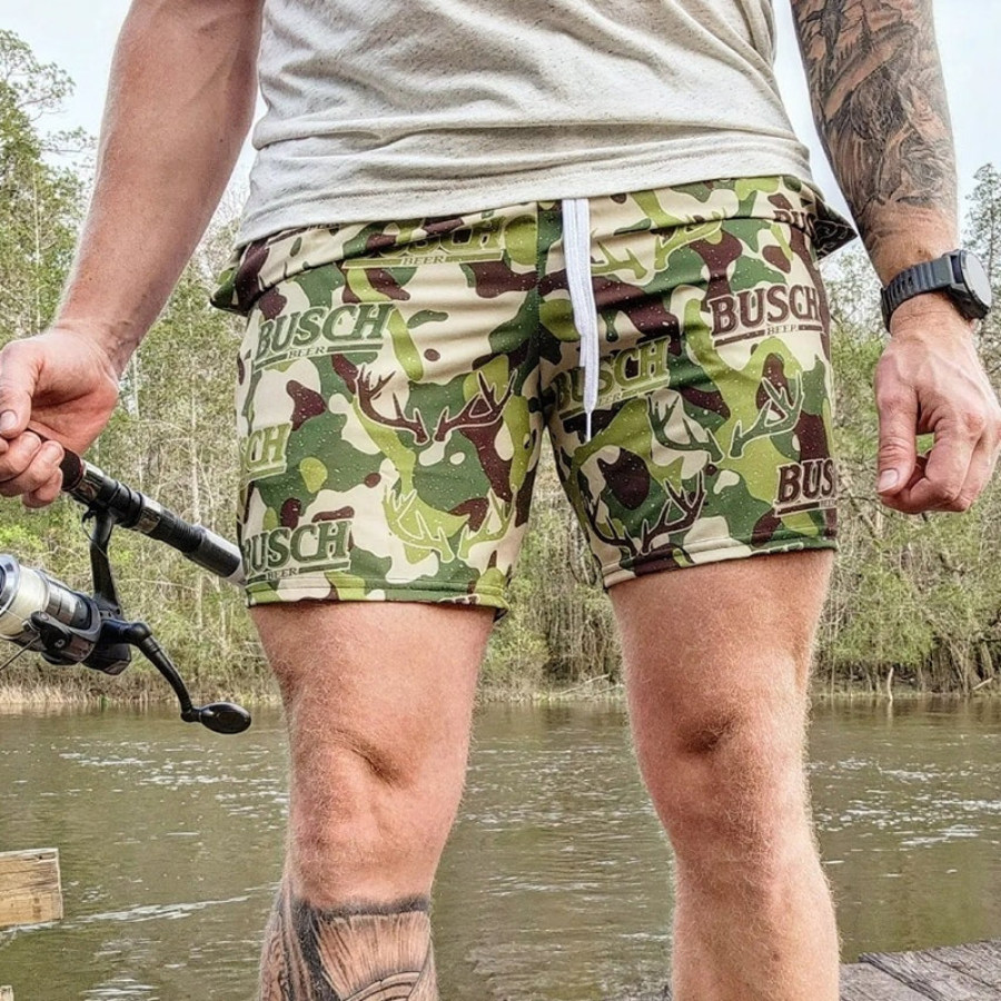 

Men's 5'' Shorts Beer Camouflage Swim Trunks Shorts With Pockets Summer Vacation Shorts