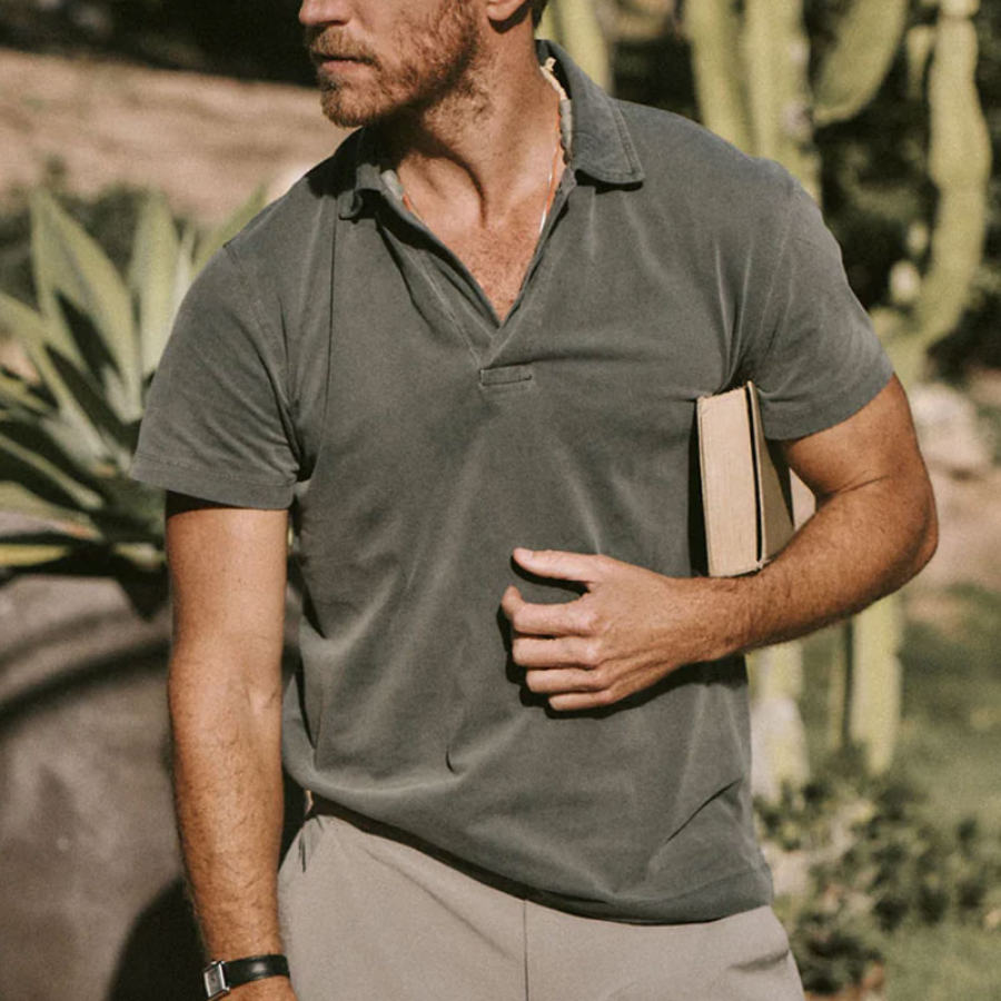 

Men's T-Shirt Retro Casual Polo Collar Short Sleeve Summer POLO Shirt