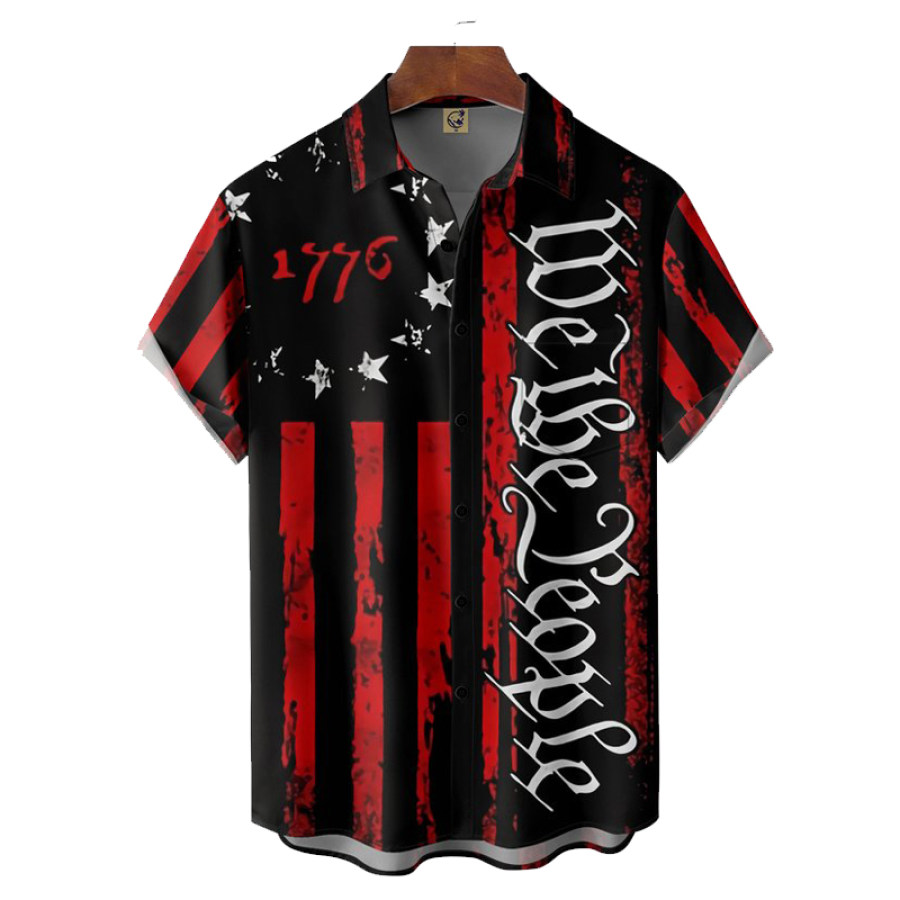 

Camicia Casual Da Uomo Independence Day Tasca Sul Petto Camicia A Maniche Corte Camicia Da Vacanza