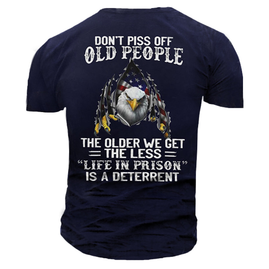 

Men's Casual T-Shirt Eagle Independence Day Funny Don't Piss Off Old People Tee