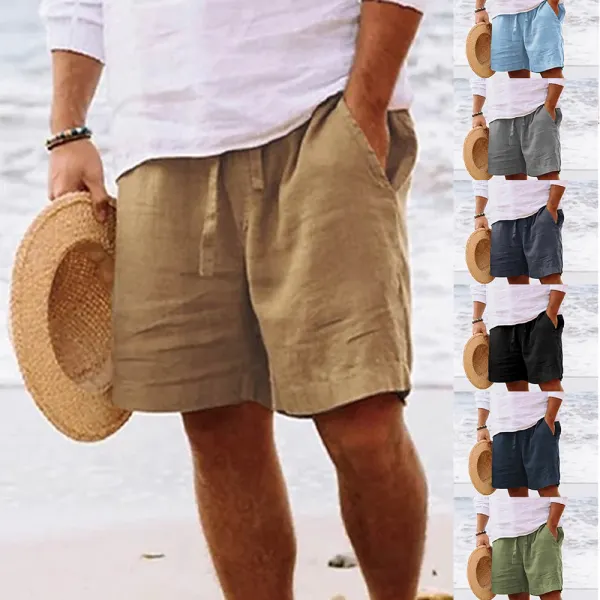 Men's Shorts Men's Casual Cotton Linen Breathable Beach Shorts dark gray green light blue Summer - Cotosen.com Men's Shorts Men's Casual Cotton Linen Breathable Beach Shorts dark gray green light blue Summer - Cotosen.com