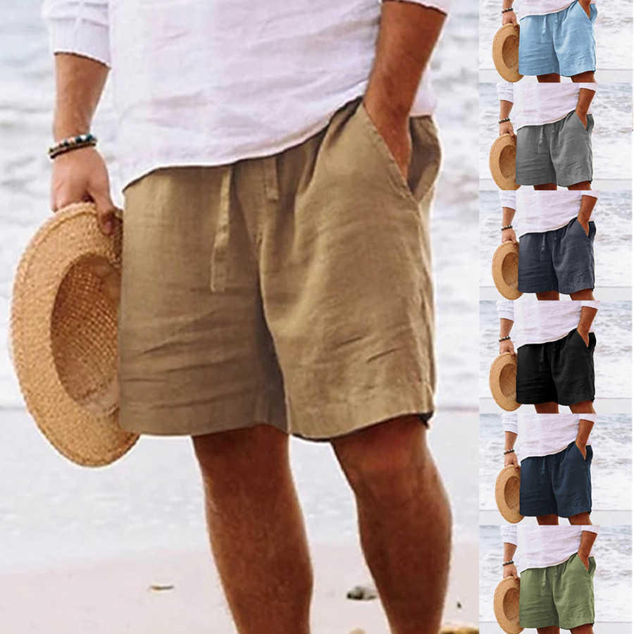 

Pantalones Cortos De Playa Transpirables De Lino Y Algodón Informales Para Hombre