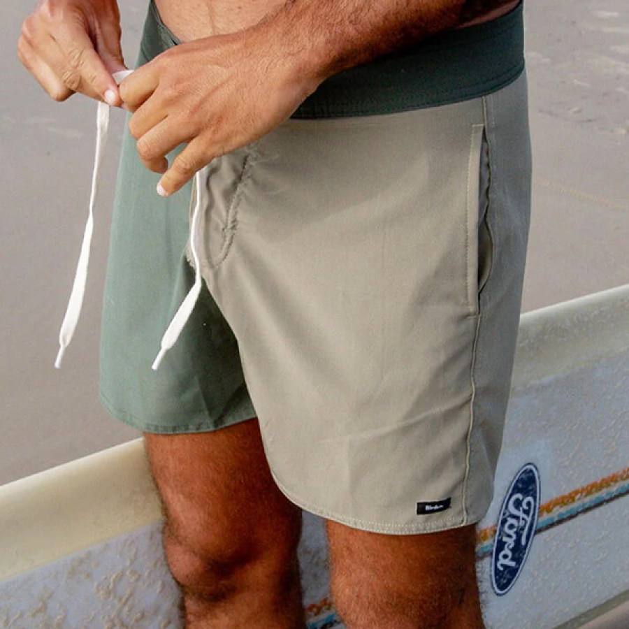 

Birden Men Vintage Boatman Boardshorts Surf Shorts Contrast Color Hawaiian Clothing Beach Shorts