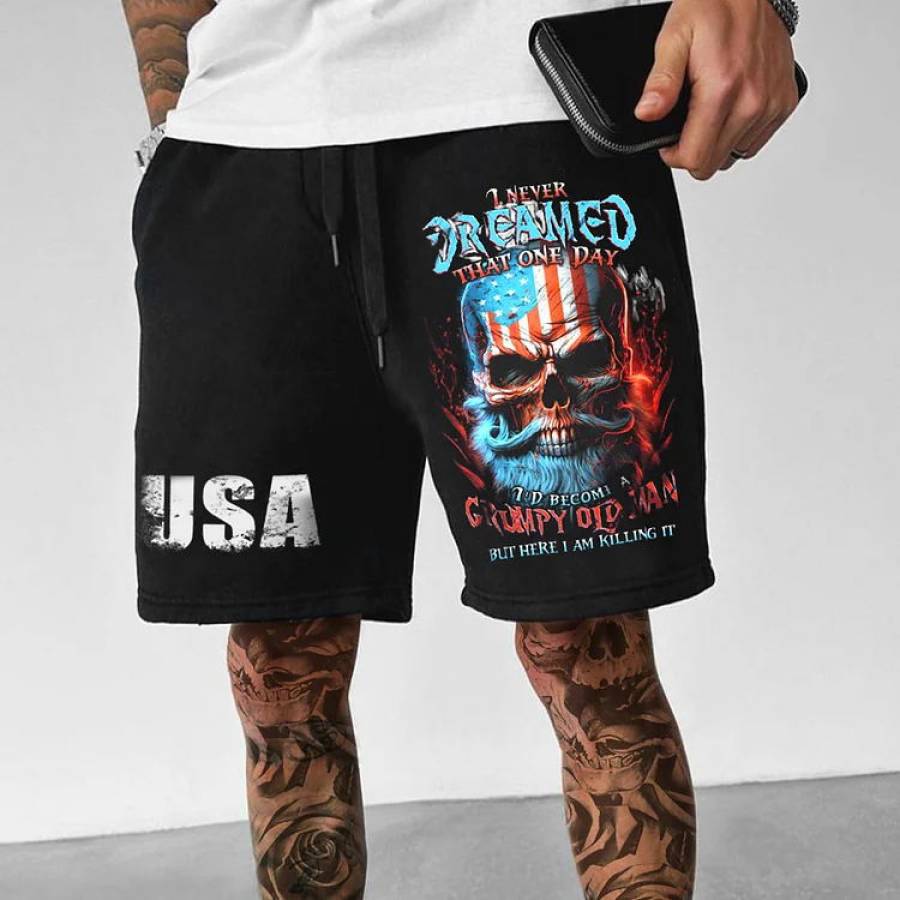 

Men's Short I Never Dreamed I'd Become A Grumpy Old Man Print Drawstring Sports Shorts