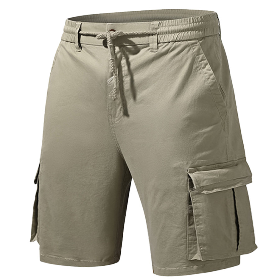 

Men's Elastic Waist Tape Casual Cargo Shorts