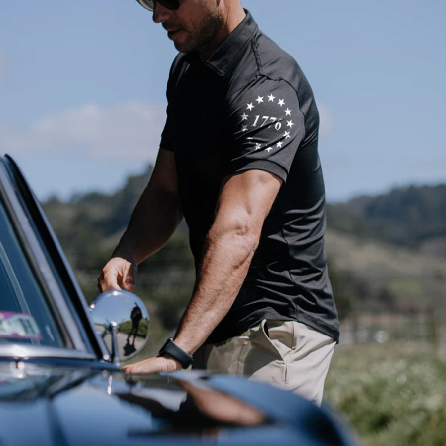 

Men's T-Shirt 1776 Independence Day Print Short Sleeve Polo Shirt