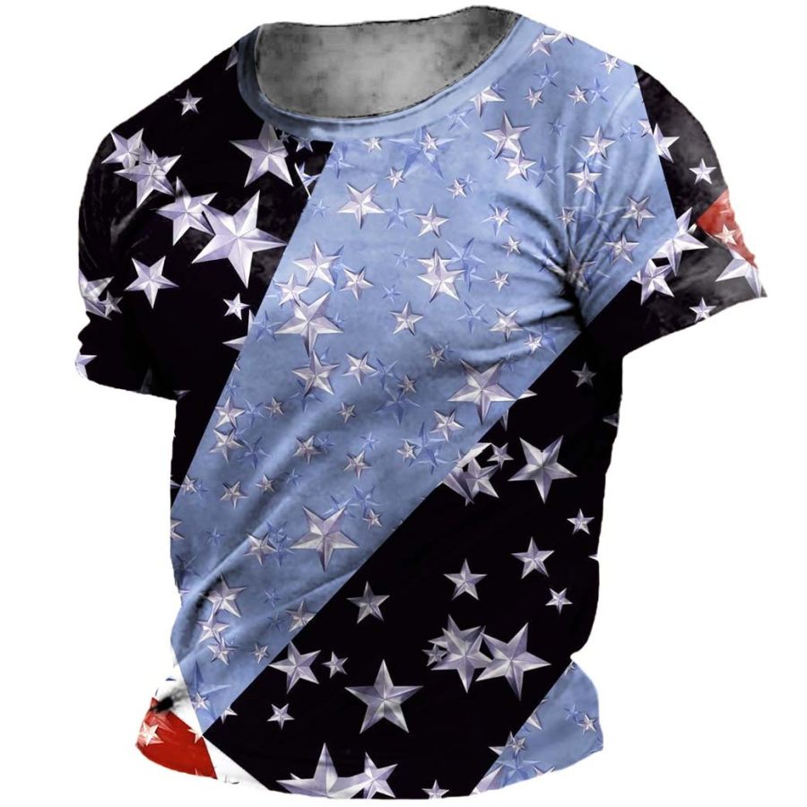 

Men's T-Shirt Vintage American Flag Independence Day Plus Size Short Sleeve Summer Daily Tops