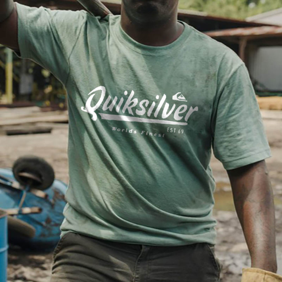 

Camiseta Masculina Vintage Quiksilver Gráfico Manga Curta Ao Ar Livre Casual Verão Tops Diários