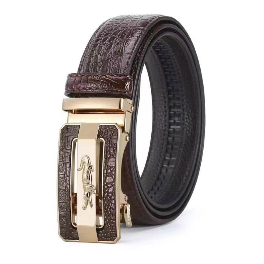 

Ceinture à Motif De Crocodile Pour Hommes Boucle Automatique Ceinture Simple Décontractée Du Matin