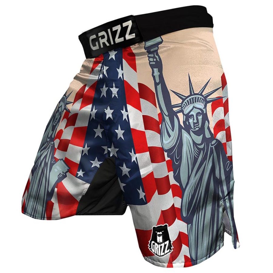 

Men's Outdoor Shorts American Flag Statue Of Liberty Cycling Pants Print Sports Boxing Shorts Adult Mma Grappling Shorts