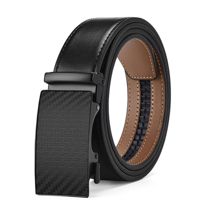 

Men's Two-layer Cowhide Alloy Automatic Buckle Genuine Leather Fashion Simple Belt