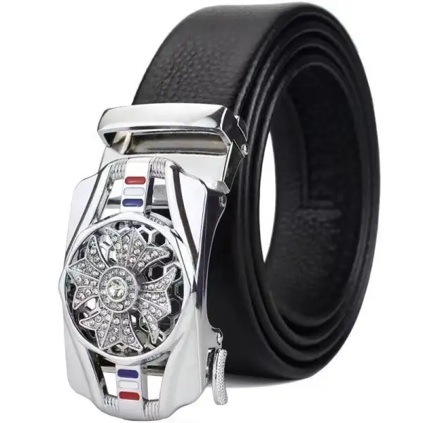 Men's Damond-Encrusted PVC Automatic Belt Trendy Simple Belt - Kalesafe.com 