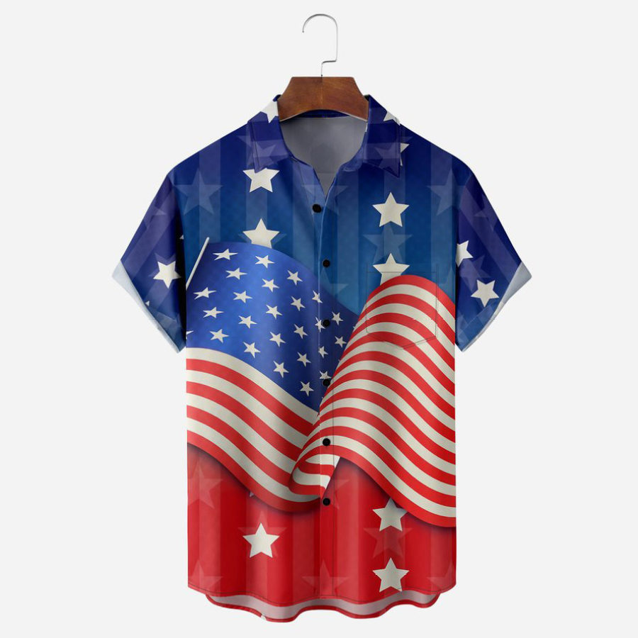 

Men's Shirt Vintage American Flag Plus Size Short Sleeve Hawaii Beach Summer Daily Tops