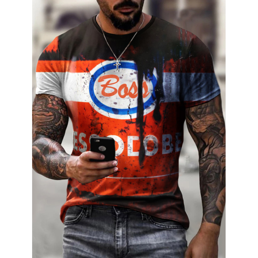 

Crew Neck Motor Oil Motorcycles Short Sleeve Tops T-shirts