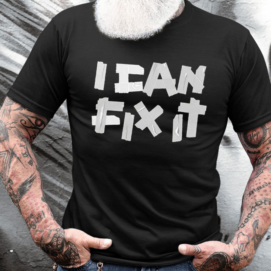 

Men's Cotton T-Shirt Crew Neck Short Sleeve Everyday Casual Funny I Can Fix It