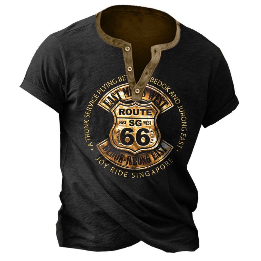 

Men's Route 66 Motorcycle Race Round Neck T-shirt Breathable And Comfortable Outdoor Hiking Short-sleeved T-shirt