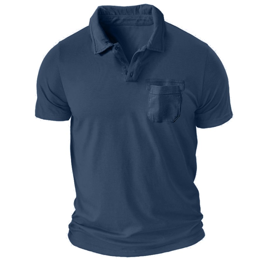 

Men's Colorblock Polo Collar Pocket T-Shirt Casual Breathable Fashion Street Plus Size Short Sleeve Tee