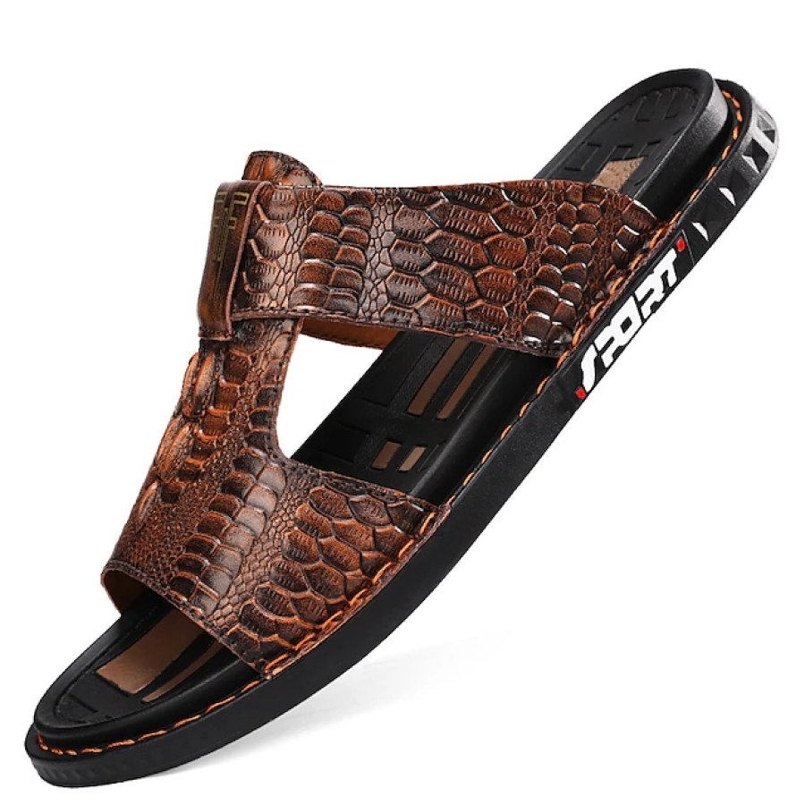 

Men's Summer Breathable Beach Casual Leather Flip Flops Sandals