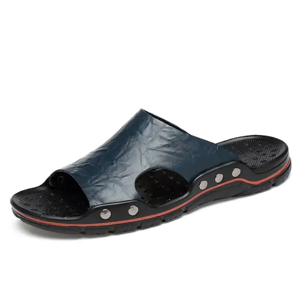 Men's Outdoor Summer Beach Daily Leather Breathable Slippers - Salolist.com 