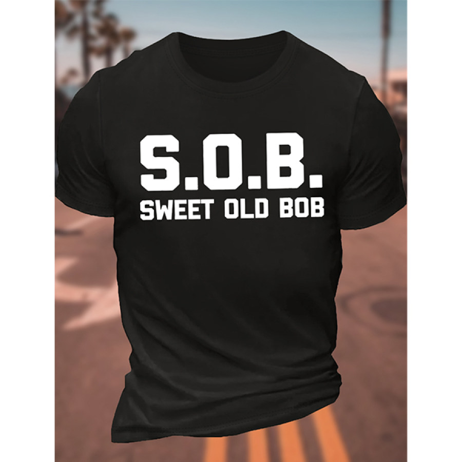 

Men's T-Shirt SOB Sweet Old Bob Graphic Printing Cotton Casual Text Letters Crew Neck Tee