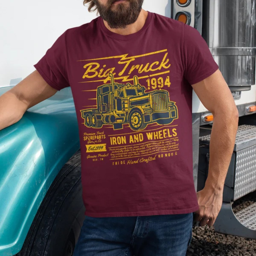 

Men Cotton T Shirt Vintage American Big Truck Retro Unisex T Shirt. Kenworth Peterbilt Mack Crew Neck Tee