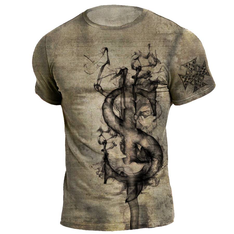 

Men's Coin Printing Round Neck Short-sleeved T-shirt