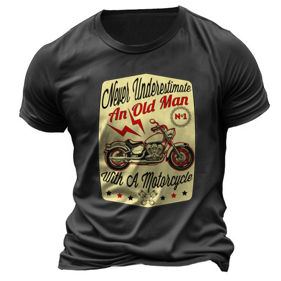 

Men's T-Shirt Vintage Old Man Motorcycle Plus Size Short Sleeve Summer Daily Tops