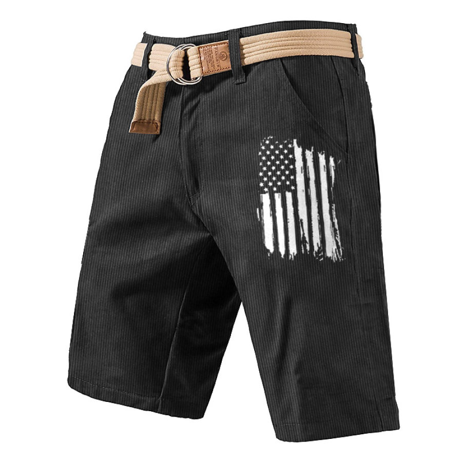 

Men's Surf Shorts Vintage American Flag Corduroy Hawaiian Clothing Board Shorts Black
