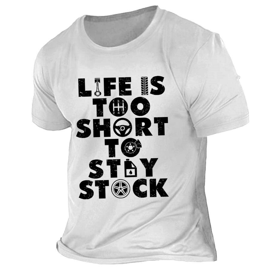 

Men's T-Shirt Tee Vintage Life Is Too Short To Stay Stock Car Guys Mechanic Short Sleeve Outdoor Summer Daily Tops