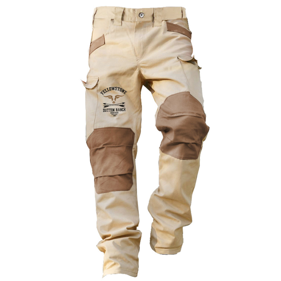 

Men's Outdoor Tactical Pants Retro Yellowstone Multi-pocket Contrast Color Design Casual Trousers