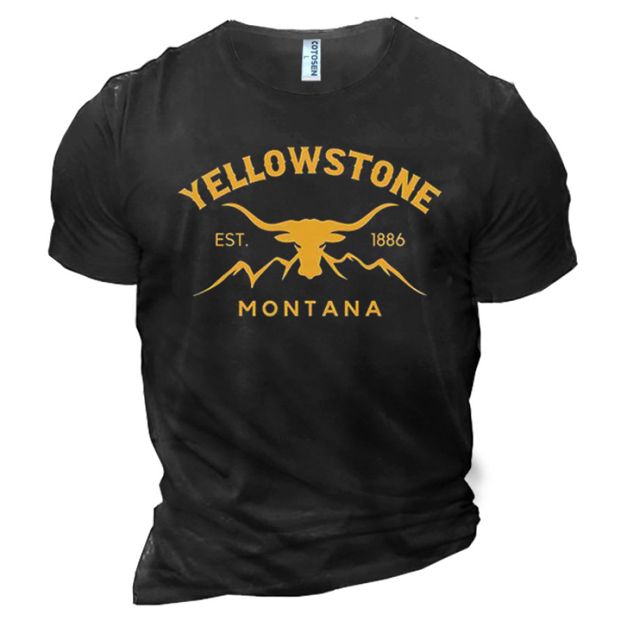 

T-shirt Da Uomo In Cotone Girocollo Manica Corta Stampa Quotidiana Casual Yellowstone