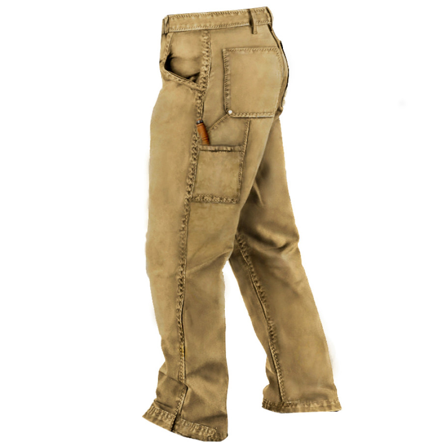 

Men's Outdoor Cargo Pants Wash Print Multifunctional Pocket Fire Hose Relaxed Fit Carpenter Pants Tactical Trousers