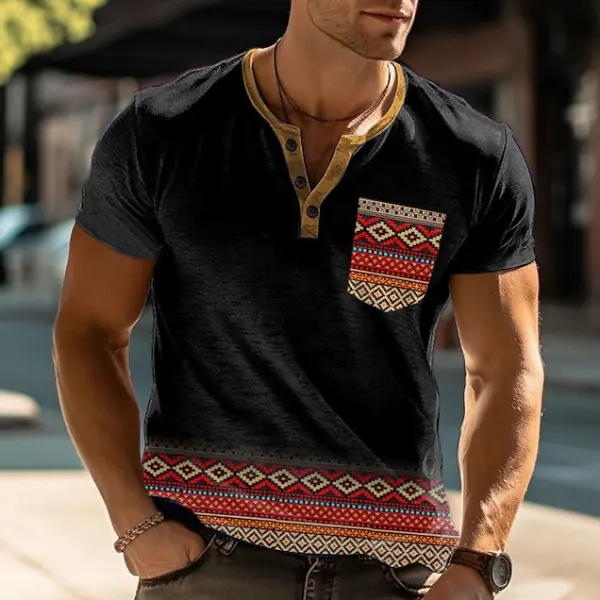 Men's Henley Shirt Henley Graphic Tribal Clothing Apparel 3D Print Outdoor Shirt - Kalesafe.com 