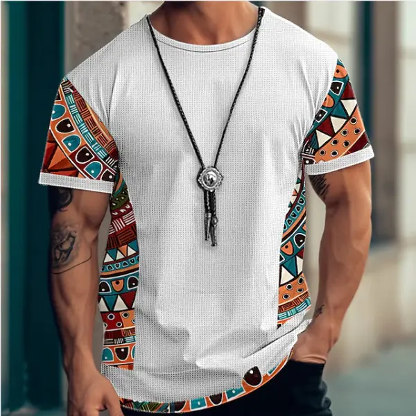 Men's T Shirt Tee Tee Top Crew Neck Tribal Street Vacation Short Sleeves Shirt - Kalesafe.com 