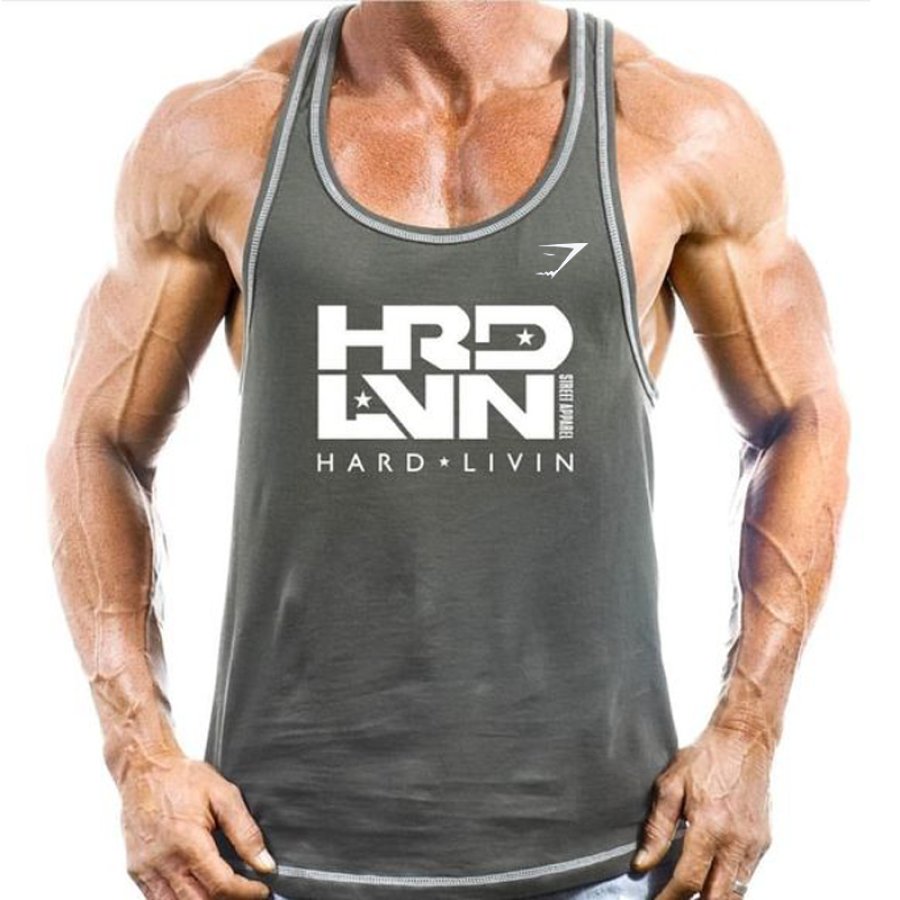 

Men's Fitness Casual Graphic Print Color Block Breathable Tank Top