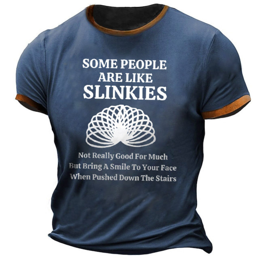 

Men's T-Shirt Plus Size Short Sleeve Vintage Some People Are Like Slinkies Colorblock Summer Daily Tops