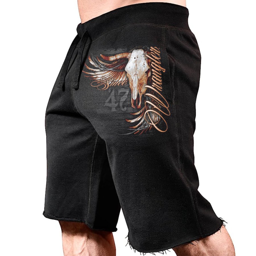 

Men's Sweatshirt Shorts Wild Weat Cow Print Sports Casual Breathable Elastic Waist Shorts