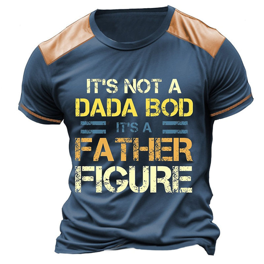 

Men's T-shirt Vintage Dad Bod Father Figure Color Block Short Sleeve Summer Daily Tops Navy Blue