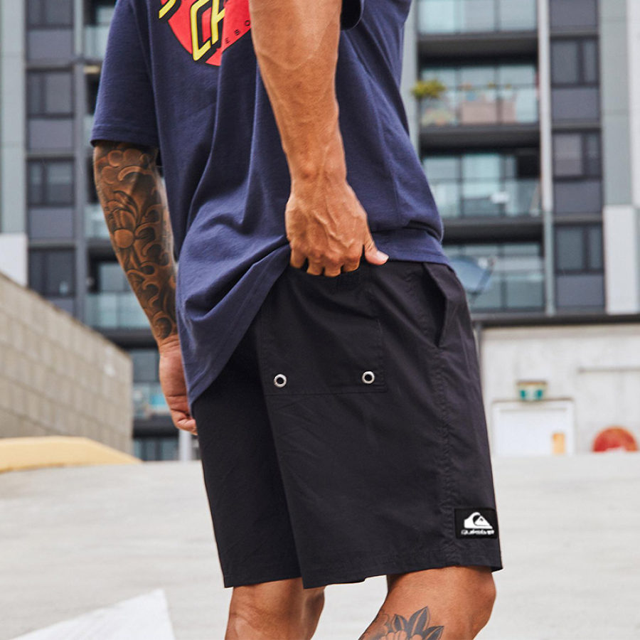 

Men's Surf Shorts Beach Cargo Shorts Casual 5 Inch Shorts Black
